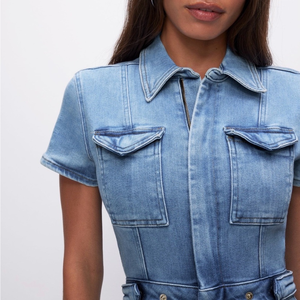 Good American Light Blue Denim Jumpsuit